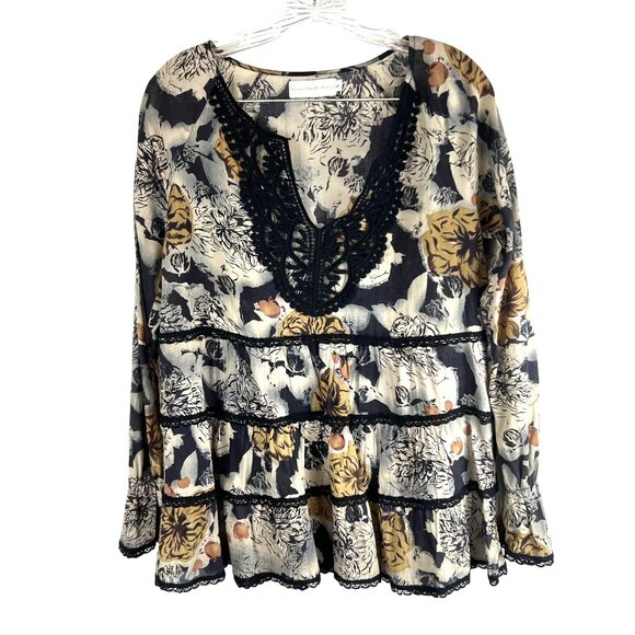 Johnny Was 4 Love & Liberty Womans S Peasant Boho Lace Tiered Blouse 100% Cotton - Picture 8 of 8